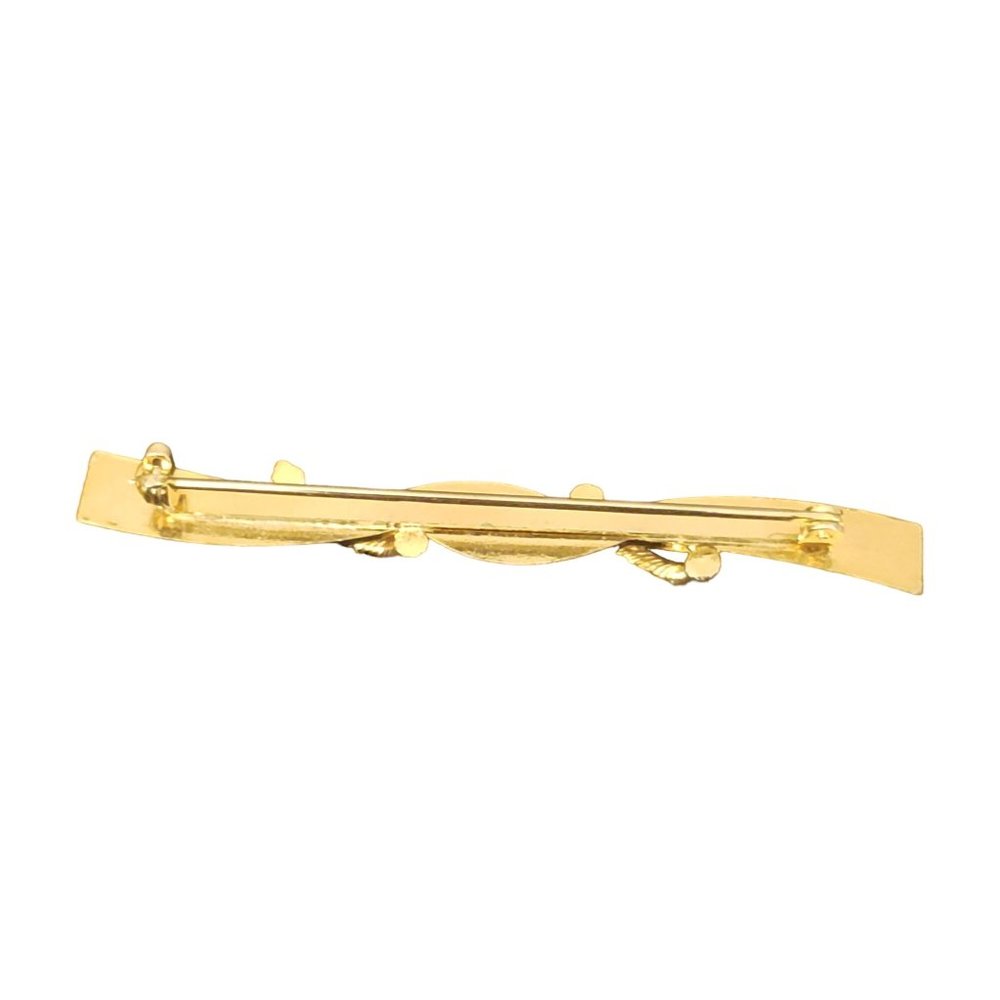 Vintage MCM Sweater Bar Pin Etched With Faux Seed Pearl Safety C Clasp Excellent - Picture 2 of 6